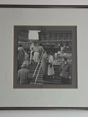 Framed Matted Vintage Black & White Realism Photograph Classic City Scene 12x12